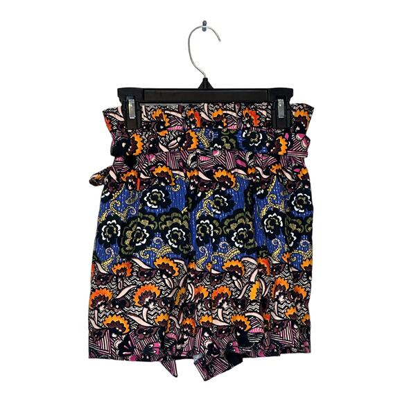 Zara multicolor floral print pull on belted shorts size small - Picture 2 of 8